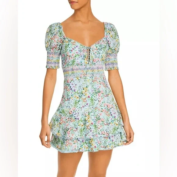Alice + Olivia | Dresses | Alice Olivia Crawford Mini Dress In Coastal  Gardens Powder Blue Size 2 | Poshmark